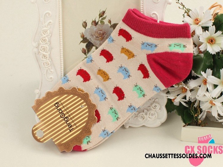 Chaussettes Courtes Femme Coton Bio Chaussette Basse Coupée Charmant Chat Nouvelles Arrivées Rouge