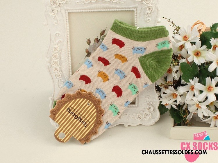 Chaussettes Courtes Femme Coton Bio Chaussette Basse Coupée Charmant Chat Nouvelles Arrivées Rouge
