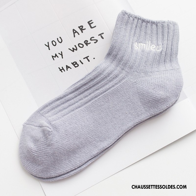 Chaussettes Courtes Femme Coton Bio Milieu Brodé Tendance Hiver L'automne Marron / Brun