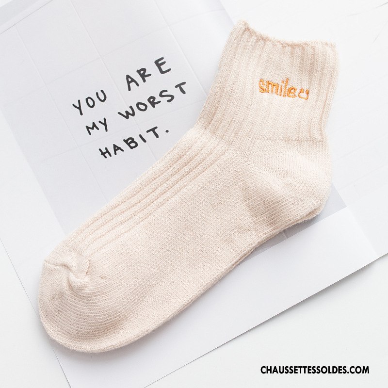 Chaussettes Courtes Femme Coton Bio Milieu Brodé Tendance Hiver L'automne Marron / Brun
