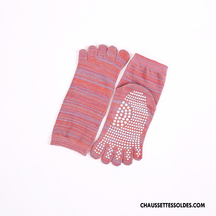 Chaussettes Courtes Femme Couleur Cinq Doigts Modèles Féminins 100% Coton Rétro Antidérapant Rose