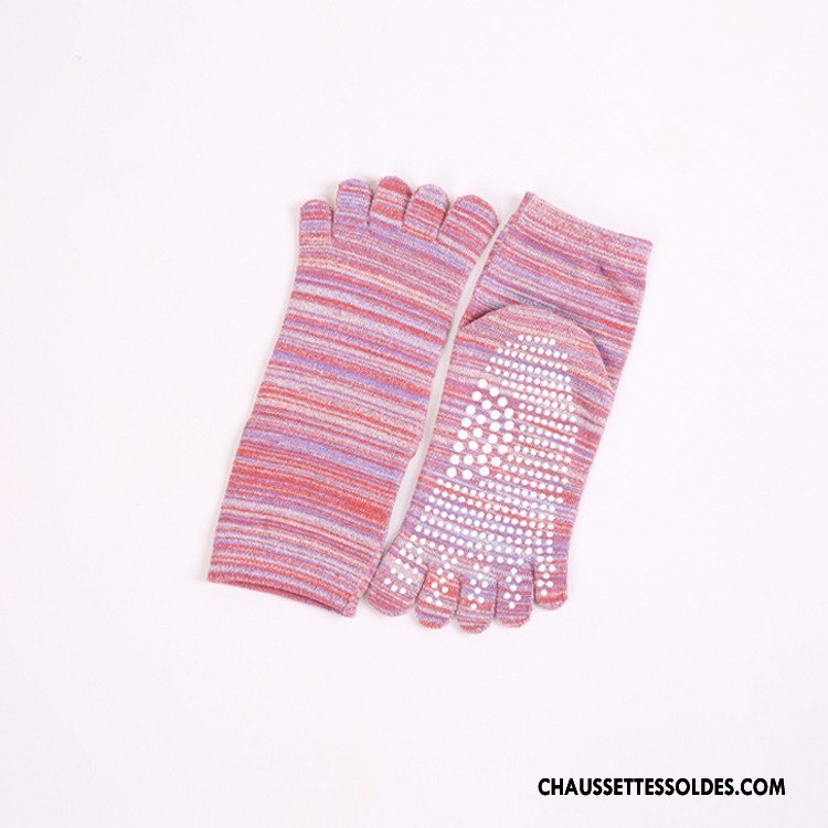 Chaussettes Courtes Femme Couleur Cinq Doigts Modèles Féminins 100% Coton Rétro Antidérapant Rose