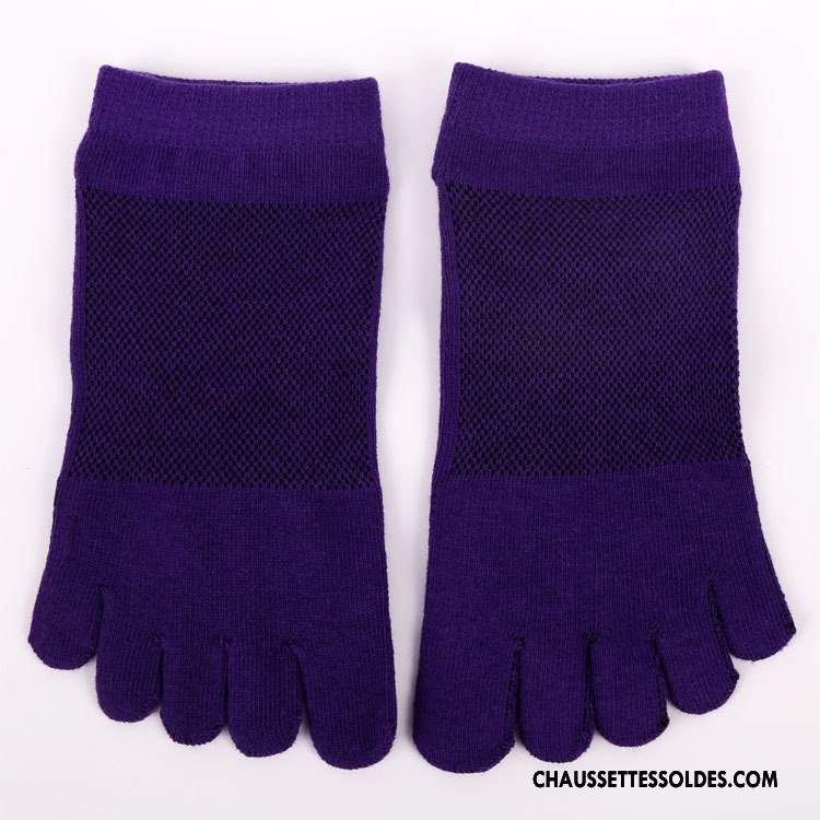 Chaussettes Courtes Femme Dame Casual Absorber La Sueur Cinq Doigts Mouvement Respirant Pure Bleu