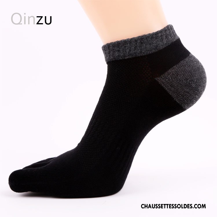 Chaussettes Courtes Femme Dame Casual Absorber La Sueur Cinq Doigts Mouvement Respirant Pure Bleu