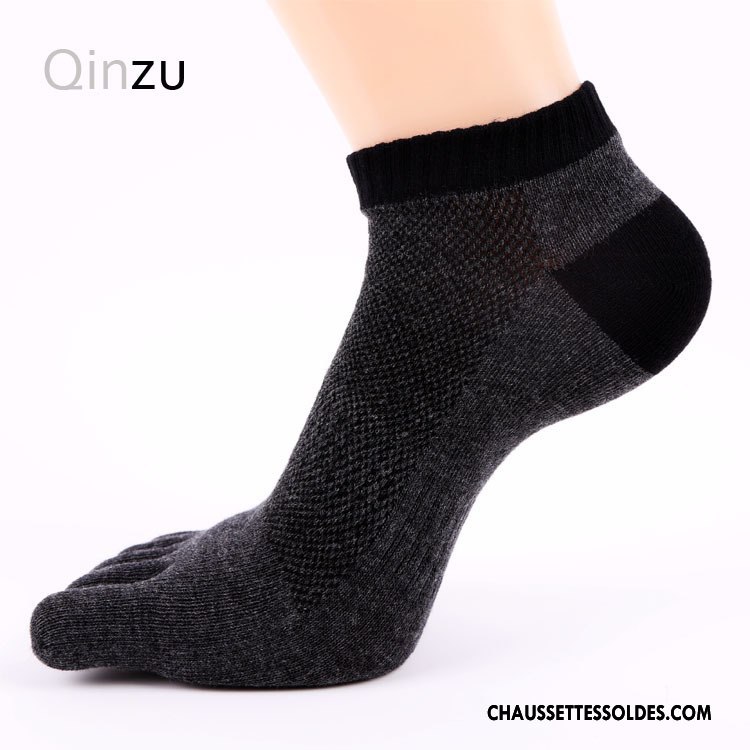 Chaussettes Courtes Femme Dame Casual Absorber La Sueur Cinq Doigts Mouvement Respirant Pure Bleu