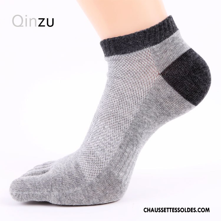 Chaussettes Courtes Femme Dame Casual Absorber La Sueur Cinq Doigts Mouvement Respirant Pure Bleu