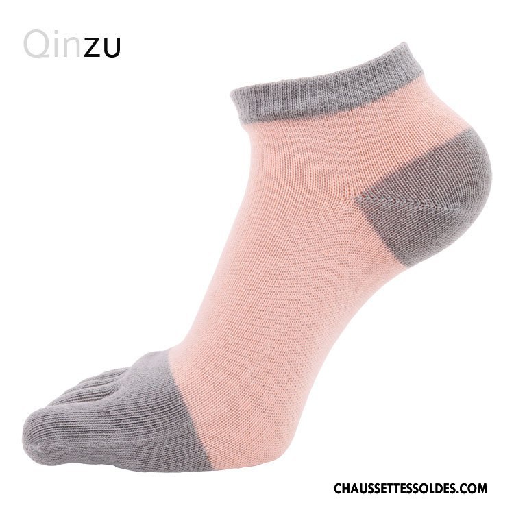 Chaussettes Courtes Femme Dame Cinq Doigts Charmant Matelassé Chaussette Basse Coupée Légèrement Rose