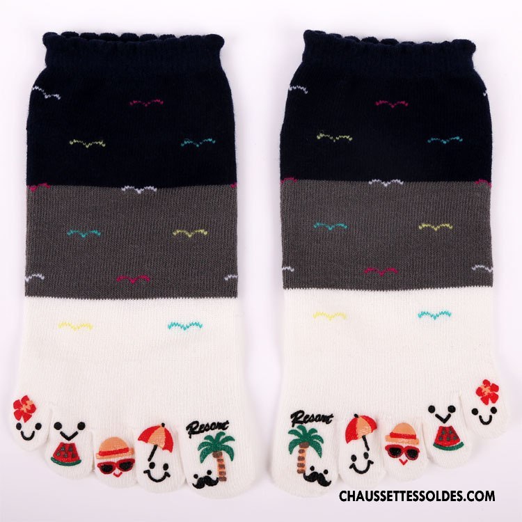 Chaussettes Courtes Femme Dame Cinq Doigts Matelassé L'automne Mouvement Hiver Rouge