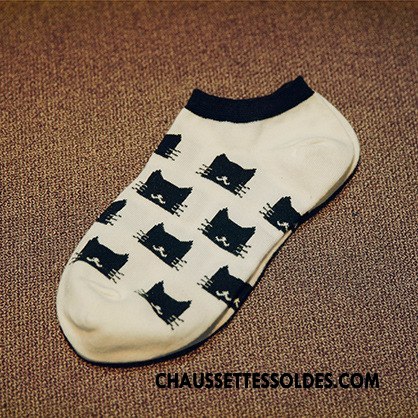 Chaussettes Courtes Femme Dame L'automne Chaussette Basse Coupée 100% Coton Chat Été Blanc Noir