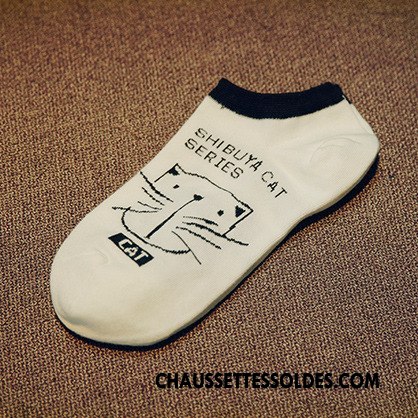 Chaussettes Courtes Femme Dame L'automne Chaussette Basse Coupée 100% Coton Chat Été Blanc Noir