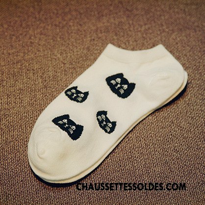 Chaussettes Courtes Femme Dame L'automne Chaussette Basse Coupée 100% Coton Chat Été Blanc Noir