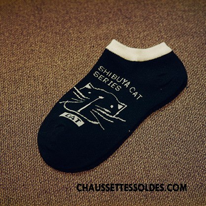 Chaussettes Courtes Femme Dame L'automne Chaussette Basse Coupée 100% Coton Chat Été Blanc Noir
