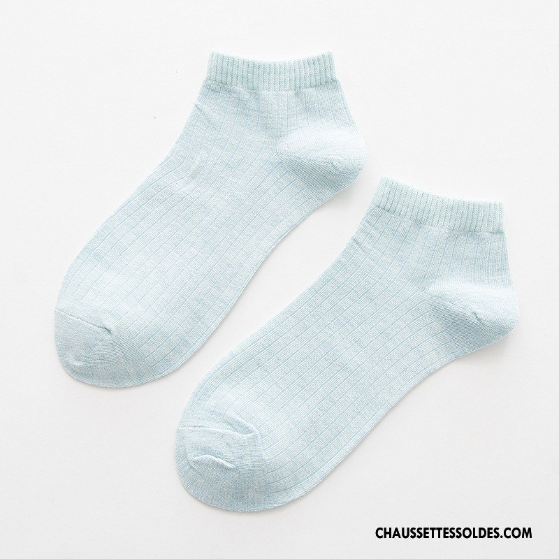 Chaussettes Courtes Femme Dame Mouvement Le Nouveau Rayé Élève 100% Coton Rose Clair