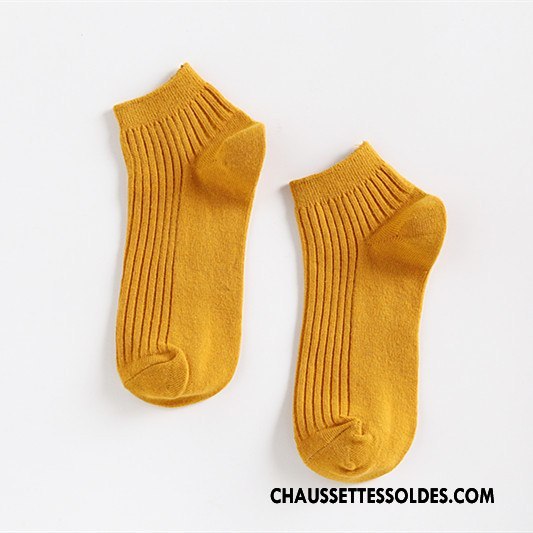 Chaussettes Courtes Femme Dame Tous Les Assortis Art Chaussettes En Coton Rayé Chaussette Courte Couleurs De Bonbons Pure Jaune