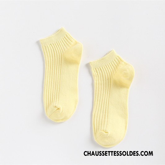 Chaussettes Courtes Femme Dame Tous Les Assortis Art Chaussettes En Coton Rayé Chaussette Courte Couleurs De Bonbons Pure Jaune