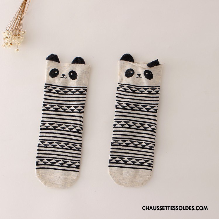 Chaussettes Courtes Femme Dessin Animé Charmant Nouvelles Arrivées Beige Blanc