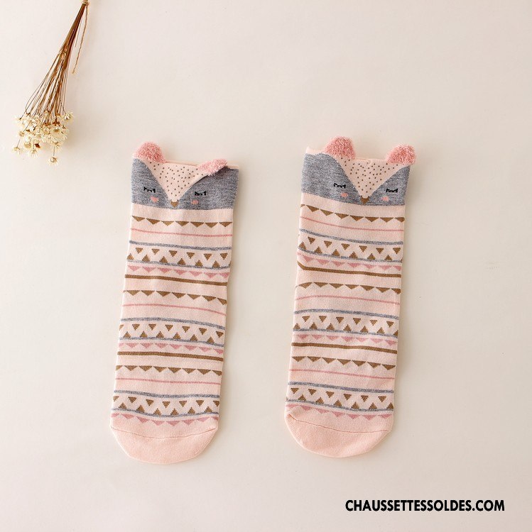Chaussettes Courtes Femme Dessin Animé Charmant Nouvelles Arrivées Beige Blanc