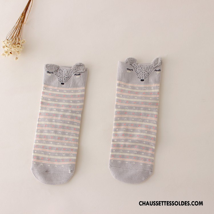 Chaussettes Courtes Femme Dessin Animé Charmant Nouvelles Arrivées Beige Blanc