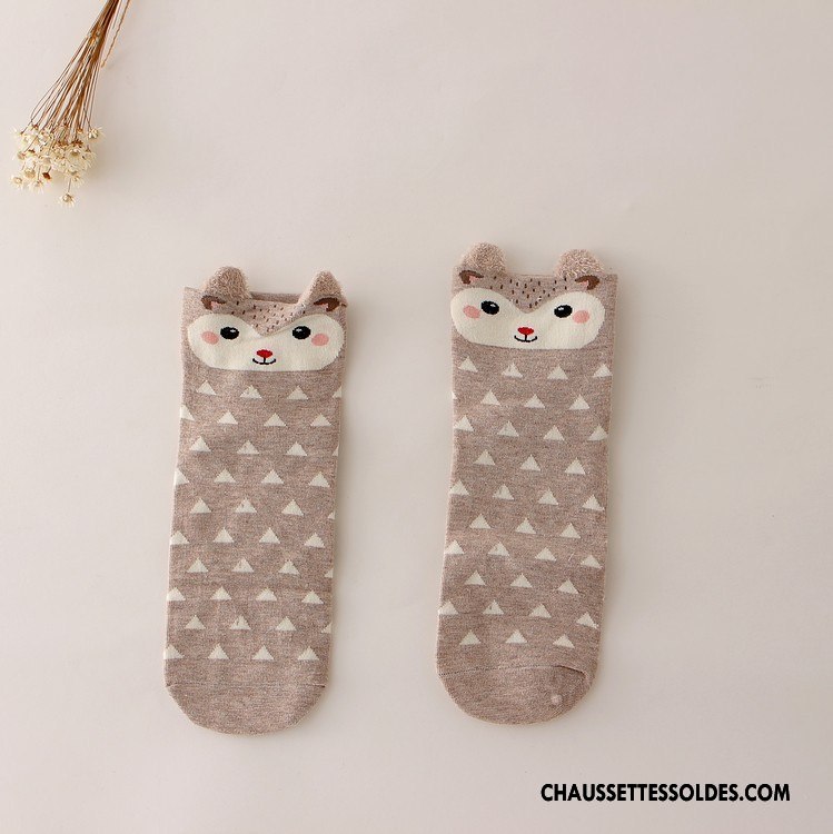 Chaussettes Courtes Femme Dessin Animé Charmant Nouvelles Arrivées Beige Blanc