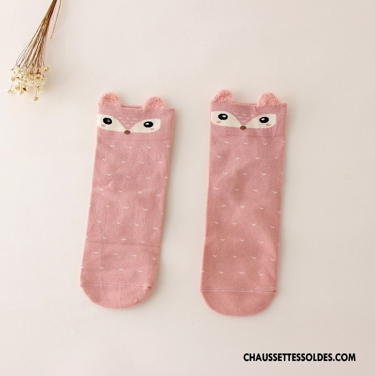 Chaussettes Courtes Femme Dessin Animé Charmant Nouvelles Arrivées Beige Blanc