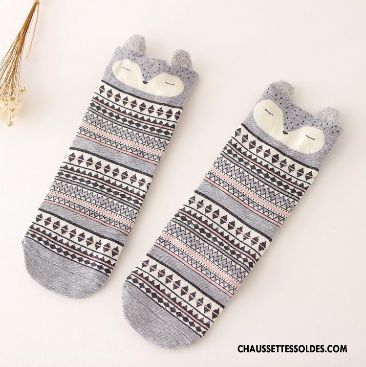 Chaussettes Courtes Femme Dessin Animé Charmant Nouvelles Arrivées Beige Blanc