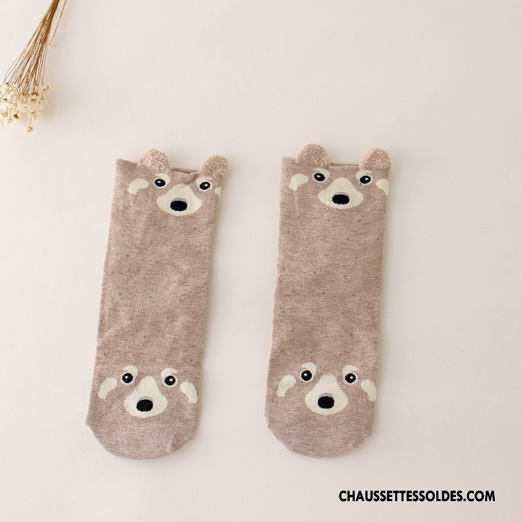 Chaussettes Courtes Femme Dessin Animé Charmant Nouvelles Arrivées Beige Blanc