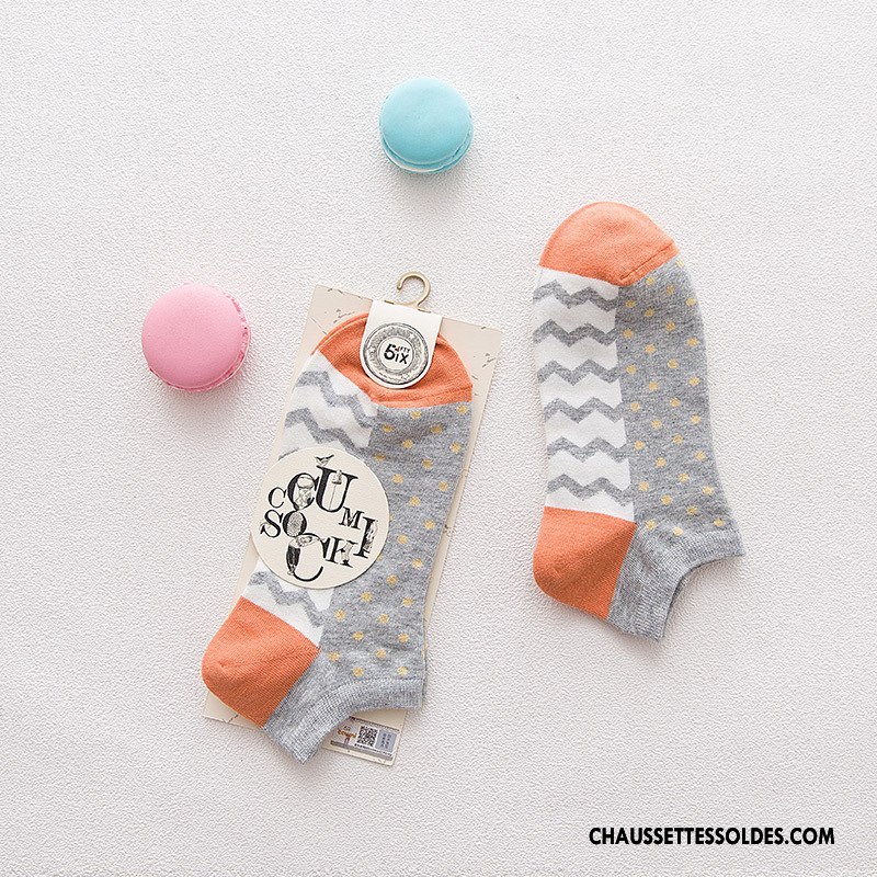 Chaussettes Courtes Femme Dessin Animé Chaussette Basse Coupée Nouvelles Arrivées 100% Coton Lovers Géométrie Bleu