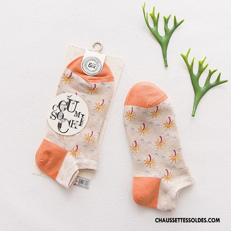 Chaussettes Courtes Femme Dessin Animé Chaussette Basse Coupée Nouvelles Arrivées 100% Coton Lovers Géométrie Bleu