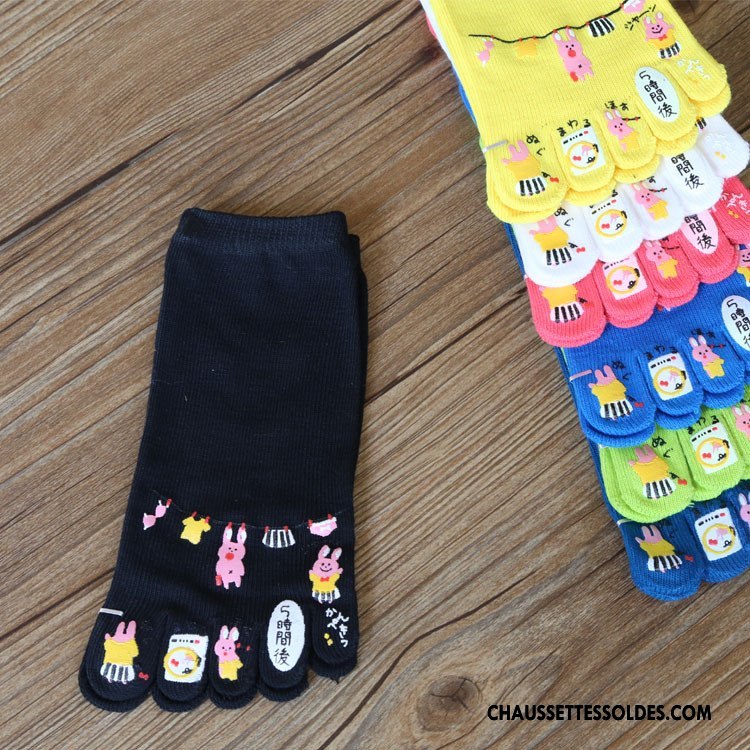 Chaussettes Courtes Femme Dessin Animé Lovers Printemps Cinq Doigts Pas De Traces Le Nouveau Jaune