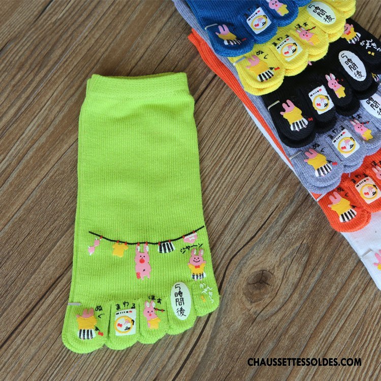 Chaussettes Courtes Femme Dessin Animé Lovers Printemps Cinq Doigts Pas De Traces Le Nouveau Jaune