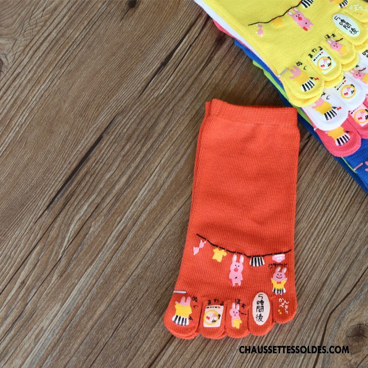 Chaussettes Courtes Femme Dessin Animé Lovers Printemps Cinq Doigts Pas De Traces Le Nouveau Jaune