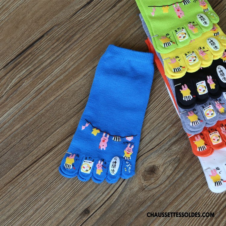 Chaussettes Courtes Femme Dessin Animé Lovers Printemps Cinq Doigts Pas De Traces Le Nouveau Jaune