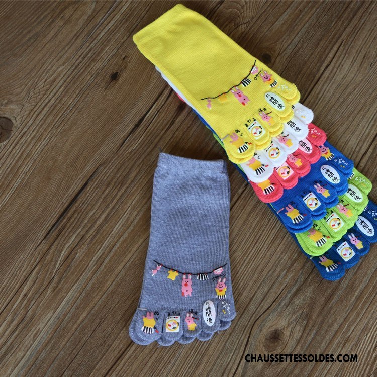 Chaussettes Courtes Femme Dessin Animé Lovers Printemps Cinq Doigts Pas De Traces Le Nouveau Jaune