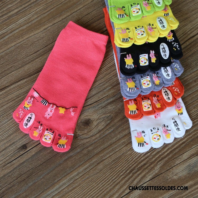 Chaussettes Courtes Femme Dessin Animé Lovers Printemps Cinq Doigts Pas De Traces Le Nouveau Jaune