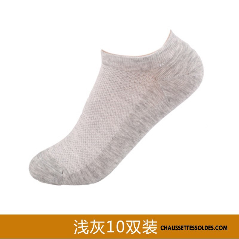 Chaussettes Courtes Femme Engrener Respirant Dame Absorber La Sueur Chaussettes En Coton Très Mince Pure Blanc Clair