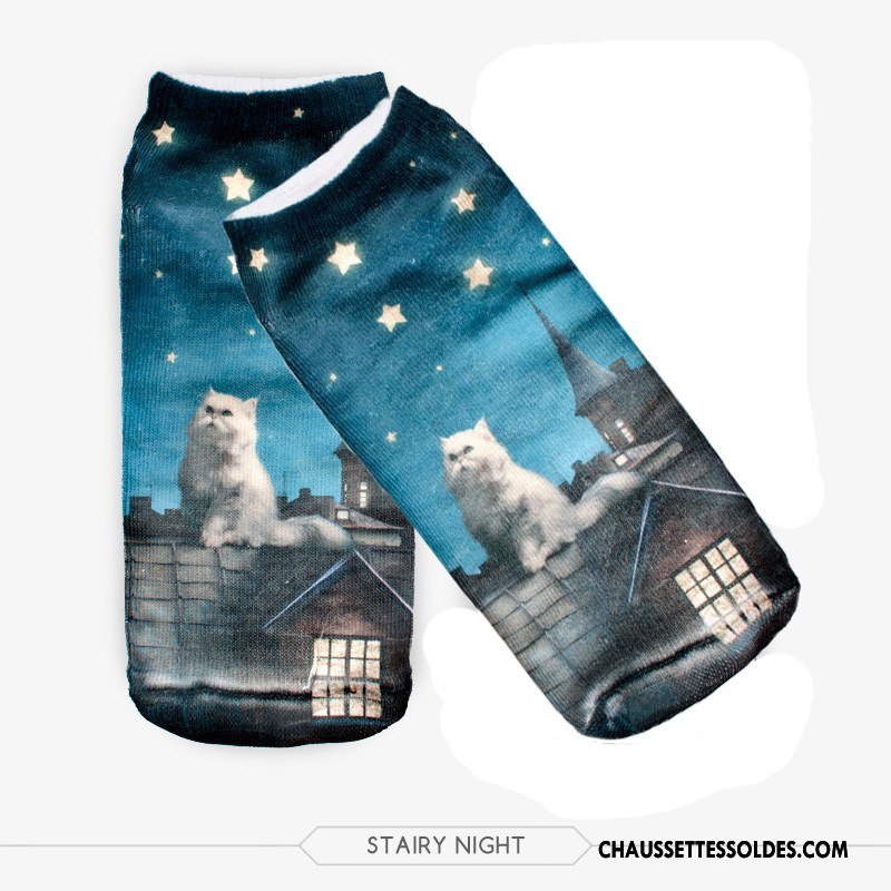 Chaussettes Courtes Femme Europe Chaussette Basse Coupée Petit Ciel Étoilé Le Nouveau Chaussette Courte Impression Violet