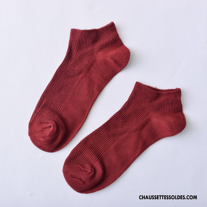 Chaussettes Courtes Femme Frais Chaussette Basse Coupée Dame 100% Coton Doux Chaussette Courte Couleurs De Bonbons Pure Rose
