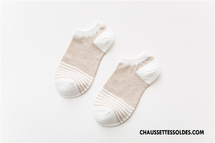 Chaussettes Courtes Femme Frais Le Nouveau Rayé Printemps 100% Coton Chaussette Courte Couleur De Contraste Vert Clair