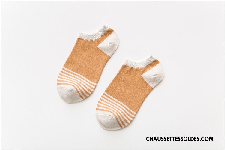 Chaussettes Courtes Femme Frais Le Nouveau Rayé Printemps 100% Coton Chaussette Courte Couleur De Contraste Vert Clair