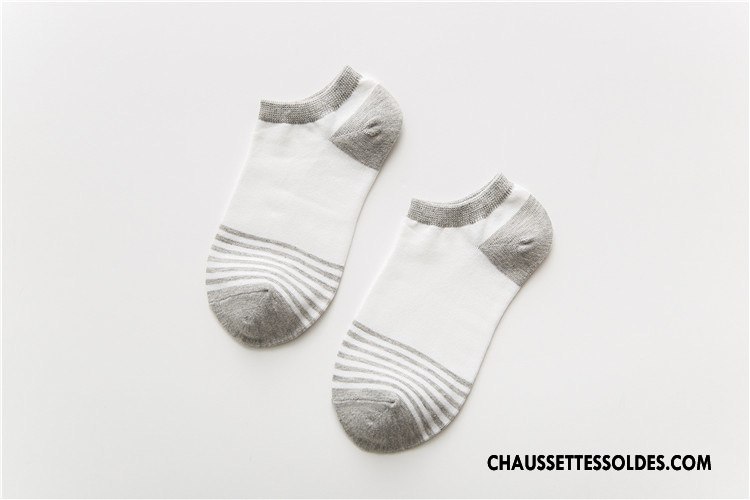 Chaussettes Courtes Femme Frais Le Nouveau Rayé Printemps 100% Coton Chaussette Courte Couleur De Contraste Vert Clair