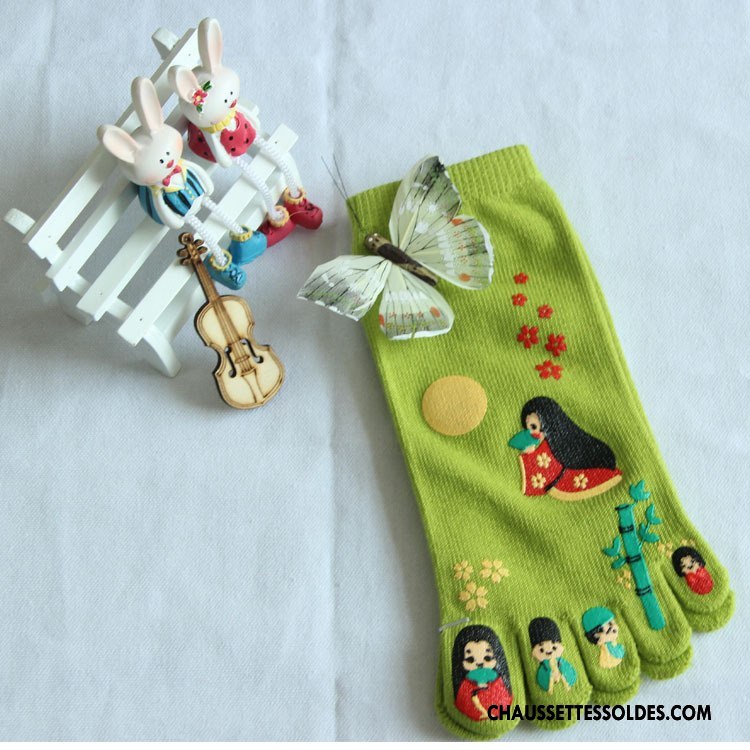Chaussettes Courtes Femme Homme Matelassé Dessin Animé Cinq Doigts Mouvement Rouge