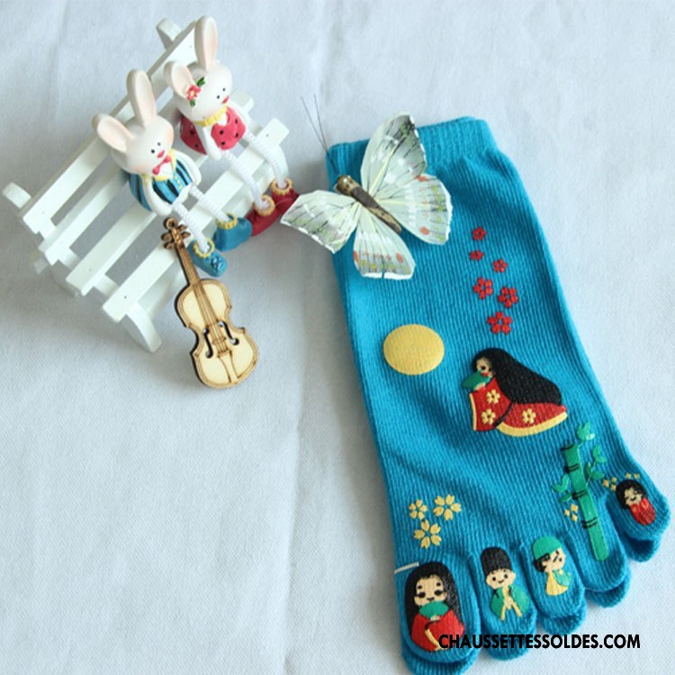 Chaussettes Courtes Femme Homme Matelassé Dessin Animé Cinq Doigts Mouvement Rouge