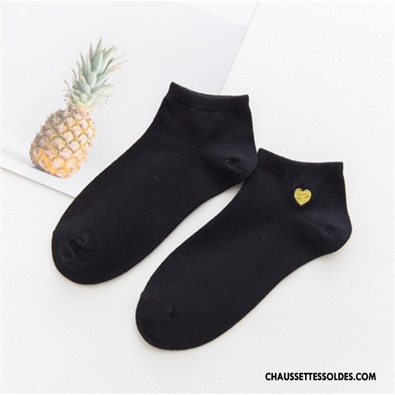 Chaussettes Courtes Femme Invisible Amour Dame Mode Nouvelles Arrivées Brodé Rose