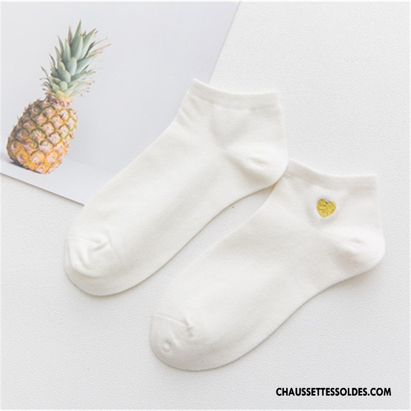 Chaussettes Courtes Femme Invisible Amour Dame Mode Nouvelles Arrivées Brodé Rose