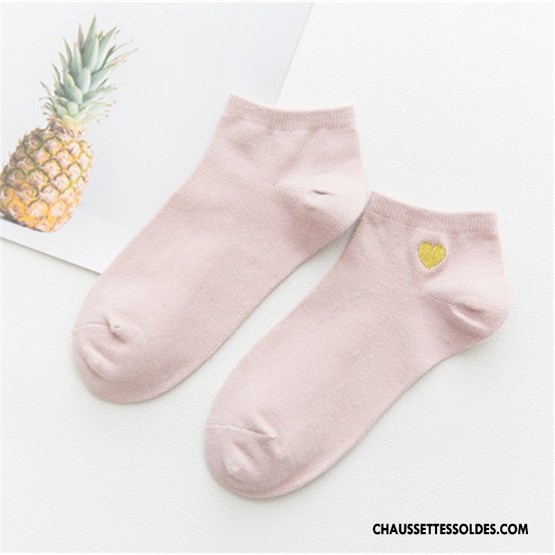 Chaussettes Courtes Femme Invisible Amour Dame Mode Nouvelles Arrivées Brodé Rose