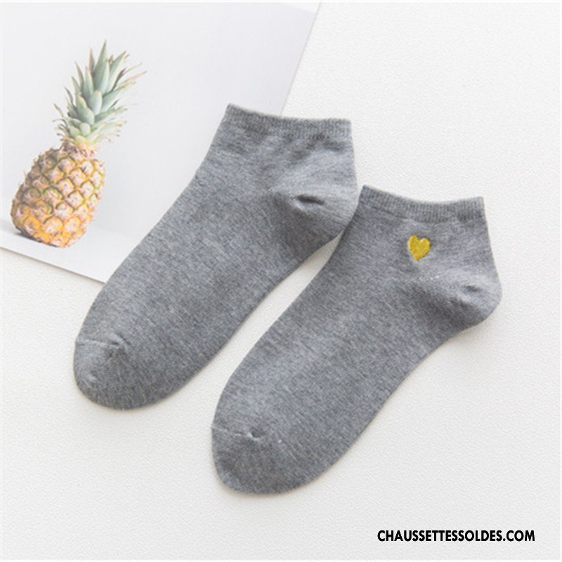 Chaussettes Courtes Femme Invisible Amour Dame Mode Nouvelles Arrivées Brodé Rose