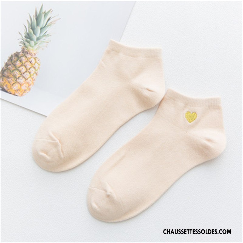 Chaussettes Courtes Femme Invisible Amour Dame Mode Nouvelles Arrivées Brodé Rose