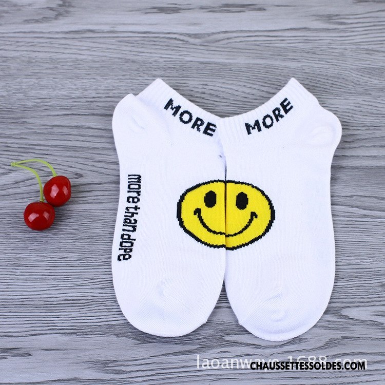 Chaussettes Courtes Femme L'automne Nouvelles Arrivées Souriant Chaussette Basse Coupée Printemps Coton Bio Bleu Clair