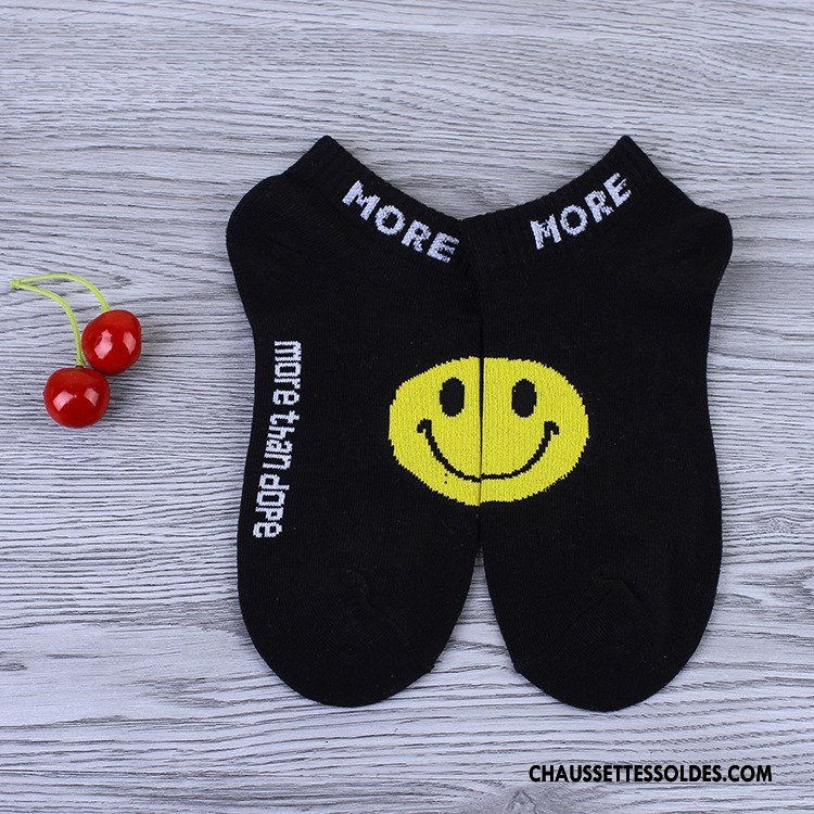 Chaussettes Courtes Femme L'automne Nouvelles Arrivées Souriant Chaussette Basse Coupée Printemps Coton Bio Bleu Clair