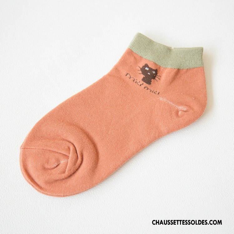 Chaussettes Courtes Femme L'automne Vente Chaude 100% Coton Chat Dame Chaussette Basse Coupée Rose